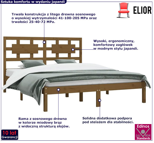 Brązowe łóżko sosnowe 120x200 Wexa 4X