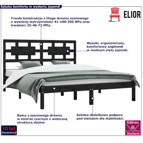 Drewniane łóżko w kolorze czarnym 120x200 Satori 4X