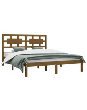 Drewniane podwójne łóżko miodowy brąz 140x200 - Satori 5X w sklepie Edinos.pl