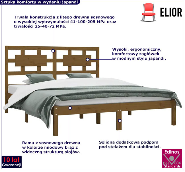 Brązowe podwójne sosnowe łóżko Wexa 5X