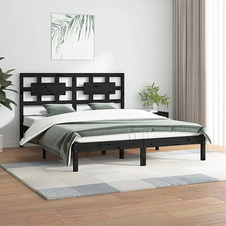 Aranżacja z czarnym łóżkiem drewnianym Satori 5X