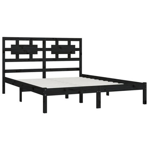 Czarne drewniane łóżko 140x200 Satori 5X