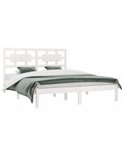 Białe dwuosobowe drewniane łóżko 160x200 - Satori 6X w sklepie Edinos.pl