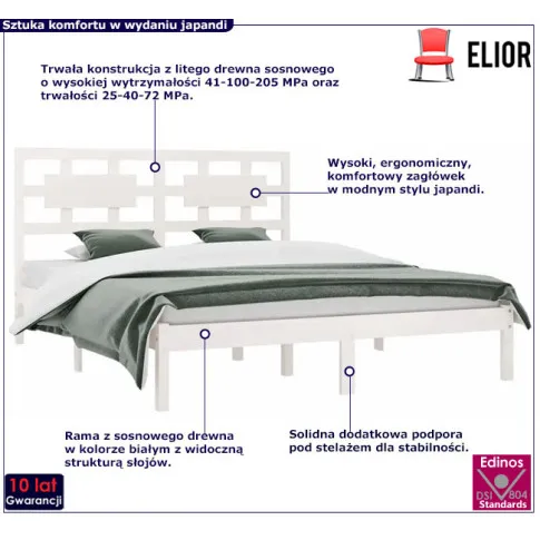 Drewniane łóżko w kolorze białym 160x200 Satori 6X