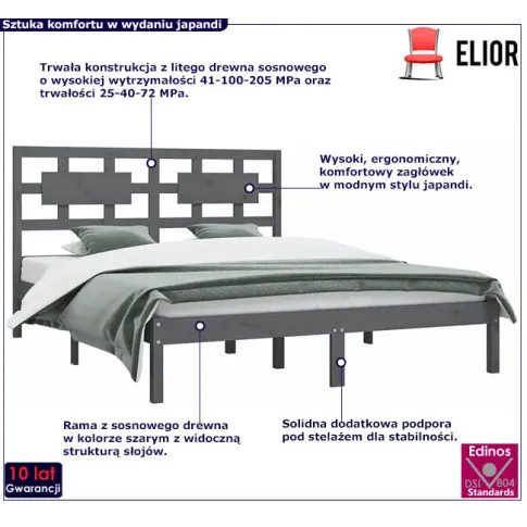 Drewniane łóżko w kolorze szarym 160x200 Satori 6X