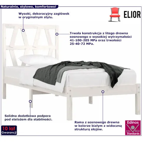 Drewniane łóżko w kolorze białym 90x200 Yoko 3X