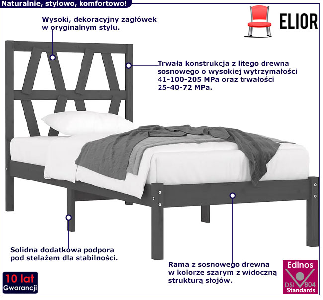 szare łóżko Mariel 3X