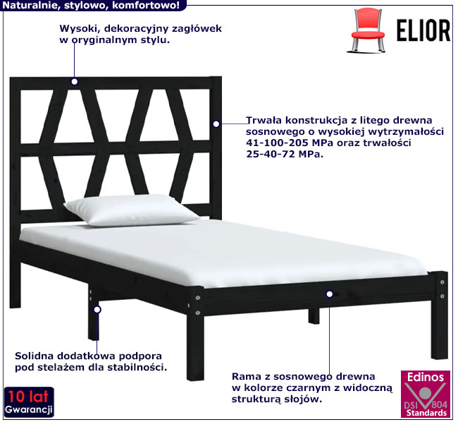 czarne łóżko Dotto 3X
