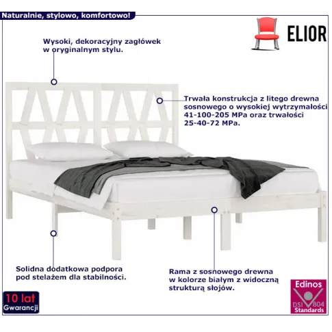 Drewniane łóżko w kolorze białym 120x200 Yoko 4X
