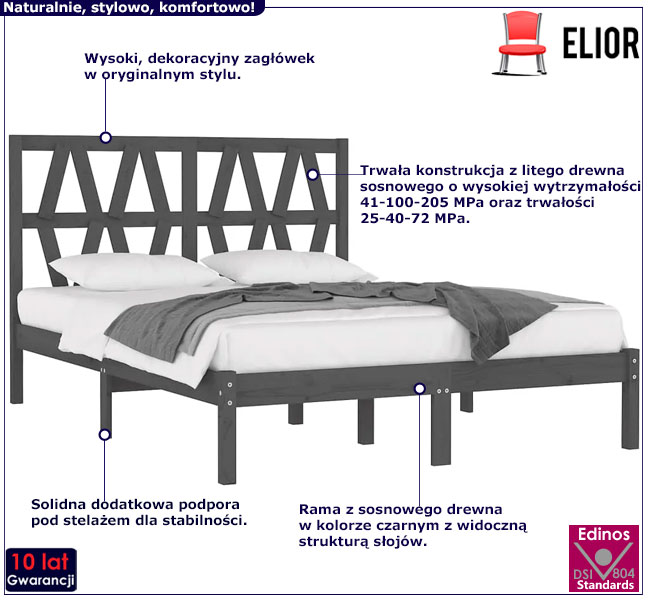 szare łóżko drewniane Dotto 4X