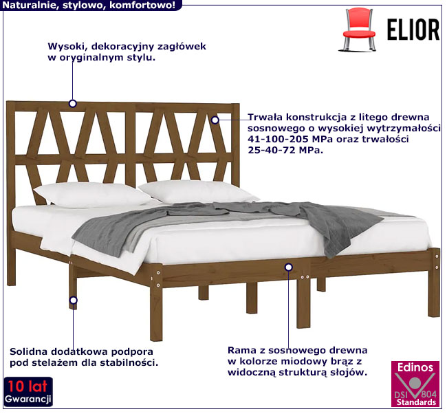 Brązowe drewniane łóżko Yoko 6X