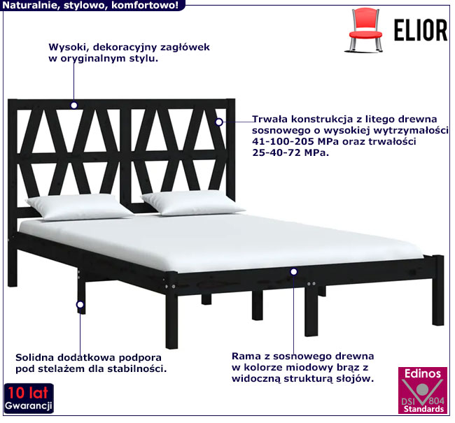 czarne drewniane łóżko Yoko 6X