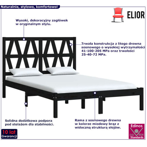 Drewniane łóżko w kolorze czarnym 160x200 Yoko 6X