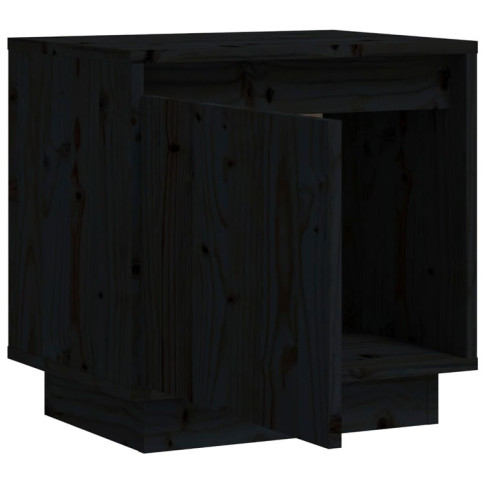 Czarna szafka nocna z litego drewna sosnowego Vefo