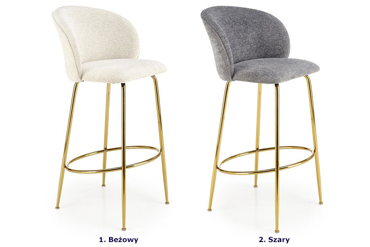 Produkt Kremowy tapicerowany hoker na złotej podstawie - Artiso