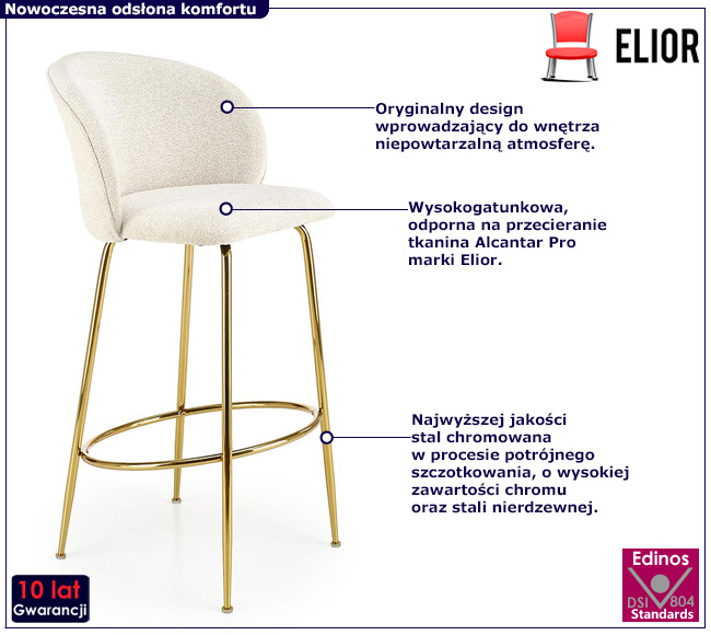 Kremowy nowoczesny hoker Artiso