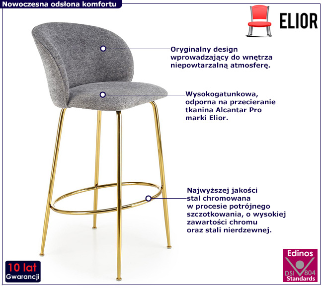 Szary tapicerowany hoker Artiso