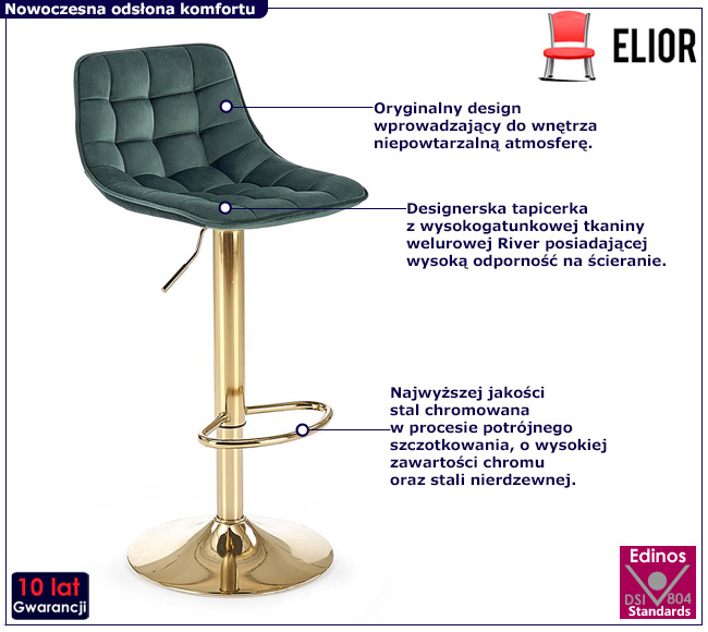 Zielony tapicerowany hoker Limi