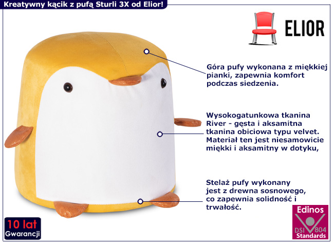 Żółtka pufa dziecięca pingwin Olvina 3X