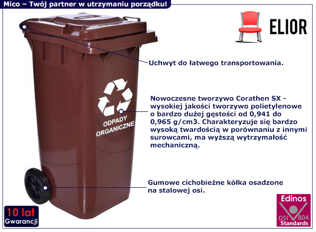 Brązowy kosz na odpady organiczne Danila