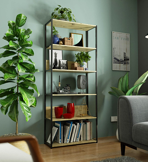 Wizualizacja regału w stylu loft Olav 6X czarny+dąb artisan