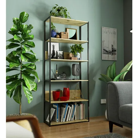 Wizualizacja loftowego regału Svein 6X czarny dąb artisan