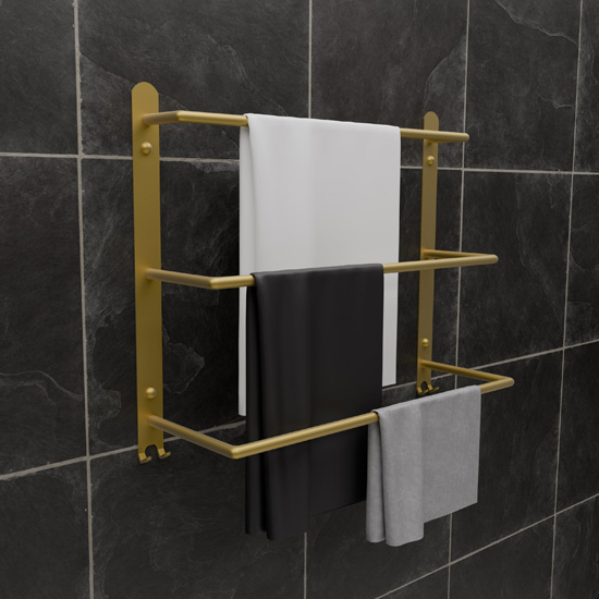 Ścienny wieszak na ręczniki Diflora 3X złoty