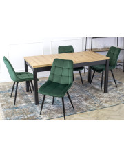 Rozkładany prostokątny stół z 4 zielonymi krzesłami - Xamo w sklepie Edinos.pl