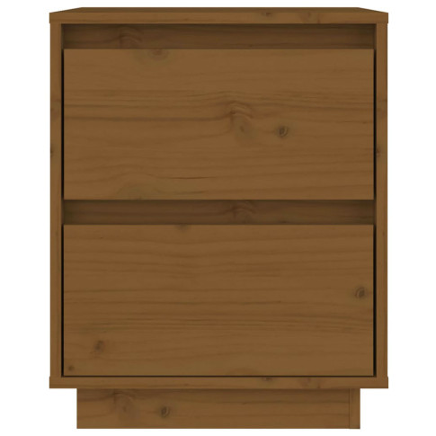 Drewniana szafka nocna z 2 szufladami miodowy brąz Vobi