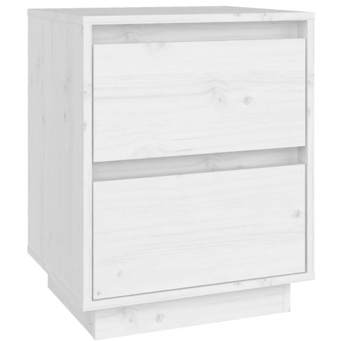 Biała sosnowa szafka nocna z szufladami Vobi