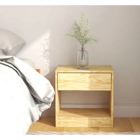 Drewniana szafka nocna z szufladą Uwer wizualizacja