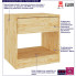 Infografika drewnianej szafki z szufladą naturalna Uwer