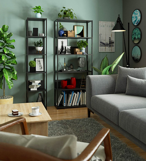 Wizualizacja regałów z kolekcji Svein czarny