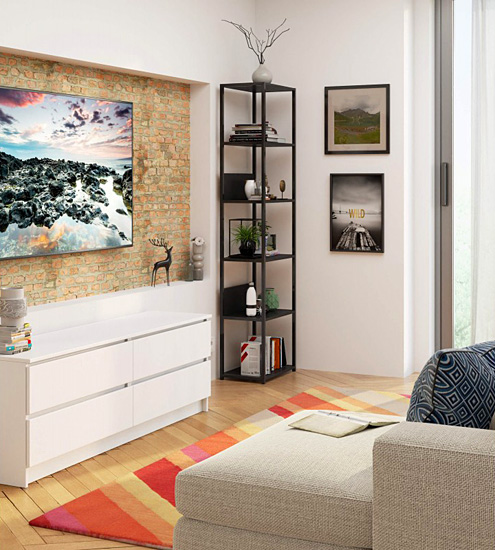 Wizualizacja regału w stylu loft Olav 4X kolor czarny