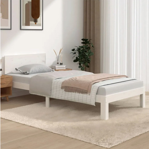 Aranżacja z białym sosnowym łóżkiem 90x200 Iringa 3X