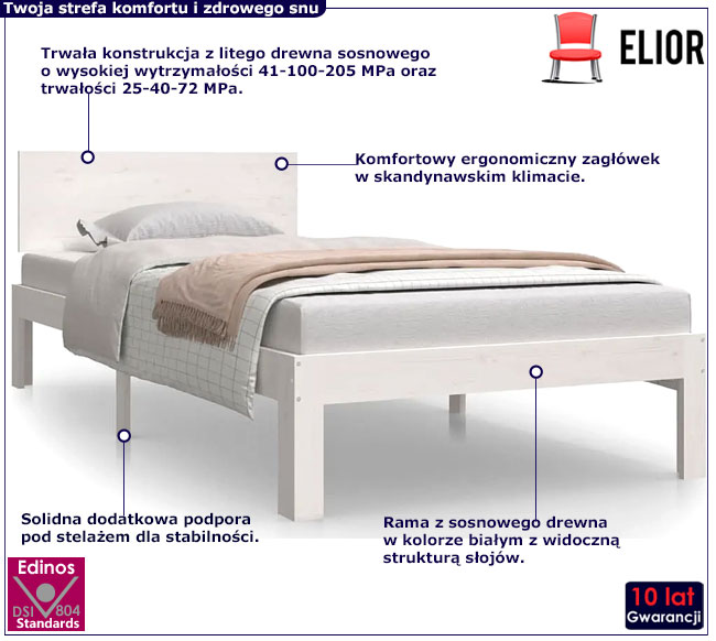 Białe łóżko drewniane Xena 3X