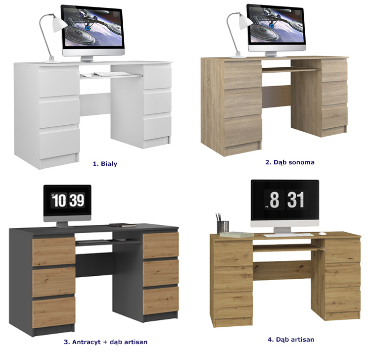 Biurko z szufladami i wysuwaną półką Balo 2X