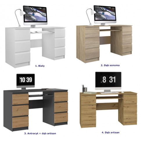 Szczegółowe zdjęcie nr 6 produktu Industrialne biurko z szufladami do gabinetu Liner 2X - beton