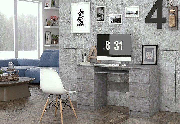 Nowoczesne biurko z 6 szufladami beton Liner 2X