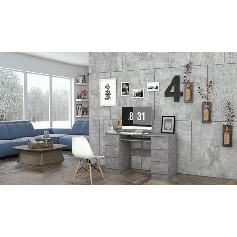 Szczegółowe zdjęcie nr 4 produktu Industrialne biurko z szufladami do gabinetu Liner 2X - beton