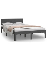 Szare drewniane łóżko z zagłówkiem 120x200 - Iringa 4X w sklepie Edinos.pl