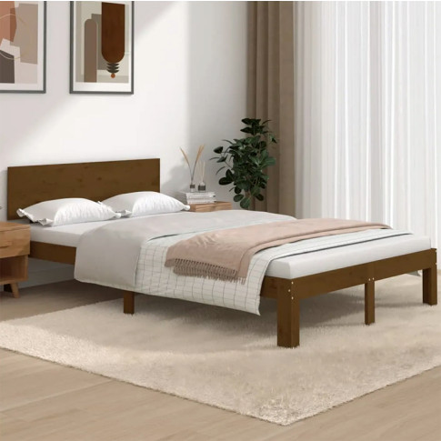 Aranżacja z brązowym sosnowym łóżkiem 120x200 Iringa 4X