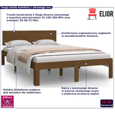Drewniane łóżko w kolorze miodowy brąz 120x200 Iringa 4X