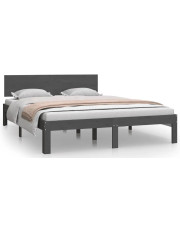 Szare podwójne łóżko z drewna 140x200 - Iringa 5X w sklepie Edinos.pl