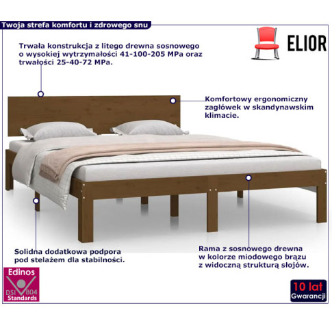 Drewniane łóżko w kolorze miodowy brąz 140x200 Iringa 5X