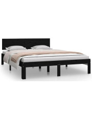 Podwójne czarne łóżko drewniane 140x200 - Iringa 5X w sklepie Edinos.pl