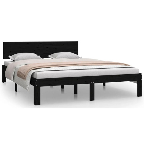 Czarne drewniane łóżko 140x200 Iringa 5X
