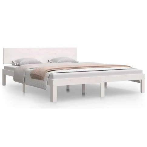 Białe drewniane łóżko 160x200 Iringa 6X