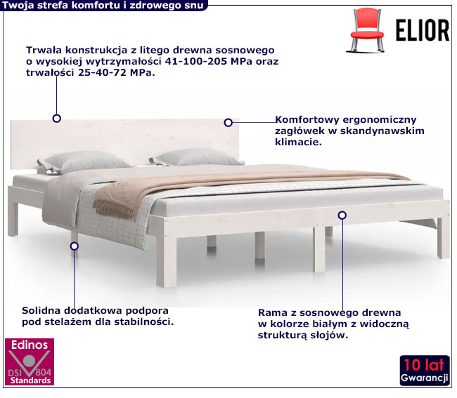 białe podwójne drewniane łóżko Xena 6X