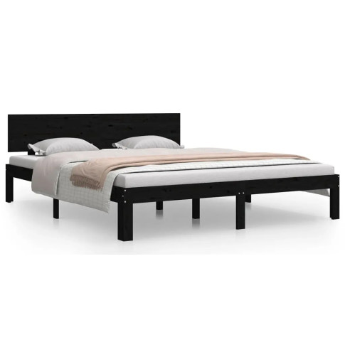 Czarne drewniane łóżko 160x200 Iringa 6X